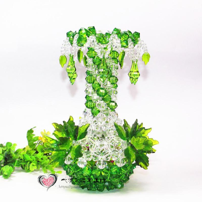 手工串珠材料包清仓diy手工编织串珠花瓶材料包居家摆件编制桃红色b款