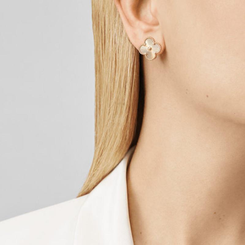 vancleefarpels梵克雅宝alhambra女士复古金色四叶草耳环vcarp3jl00