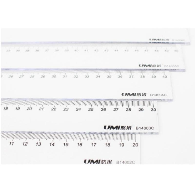 悠米 透明塑料直尺 50cm B14005C 3把装图片