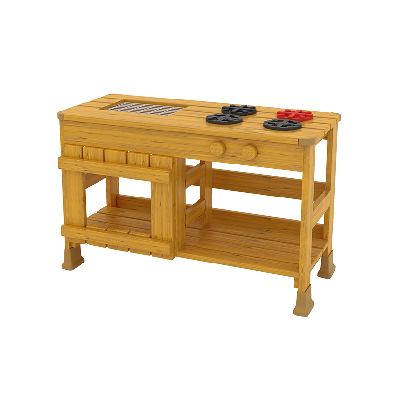 华森葳 户外厨房小屋 一体桌凳 户外烧烤架 简素原木厨房柜 清洗厨房组(冰箱+ 水池)烹饪厨房组(灶台+ 烧烤) HW1-S734