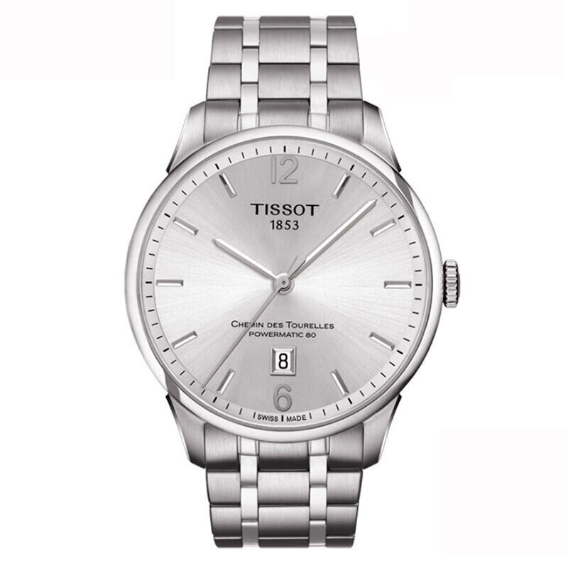 天梭(tissot)手表 杜鲁尔系列钢带机械手表正装 时尚商务皮带 t099.