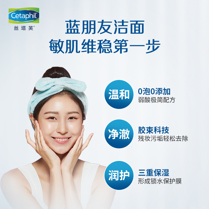 [新款蓝朋友]丝塔芙(Cetaphil) 温和洗面奶500ml( 不含皂碱洁面乳 深层清洁 锁水保湿 男女适用)