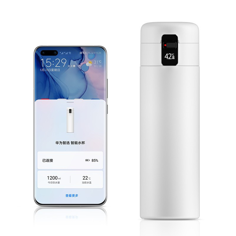 华为智选(HUAWEI )智能保温杯450ML茶水分离水杯子316不锈钢男女茶杯哈尔斯 白色