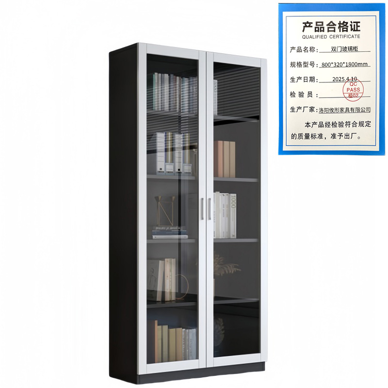 攸形双门玻璃柜800*320*1800mm台高清大图