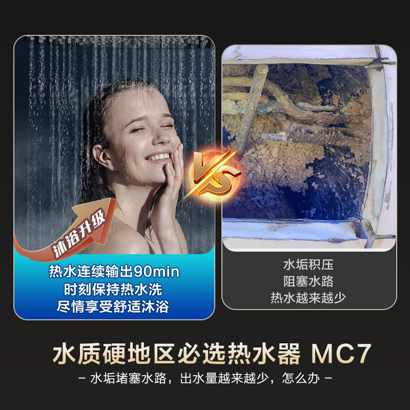 海尔(Haier)电热水器家用洗澡一级能效储水式智能电热水器速热大水量安全 锆金全瓷MC7 60L 3300W高清大图