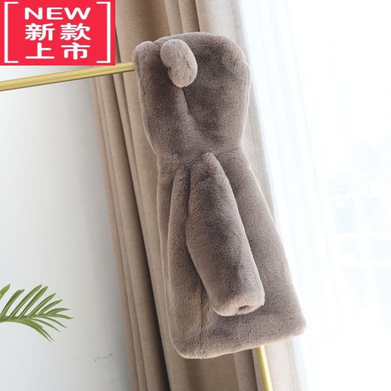 可莉允盼盼熊儿童冬装外套加厚加绒男童女童宝宝皮草绒棉衣棉服图片