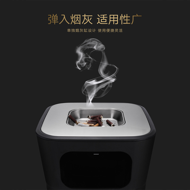 三圣 酒店垃圾桶大堂立式电梯口带烟灰缸商用不锈钢垃圾桶高清大图