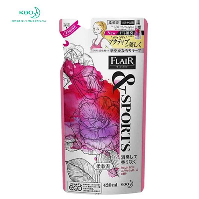 花王(KAO) 运动后用强除臭衣物柔顺剂 风情玫瑰香(替换装)420ml