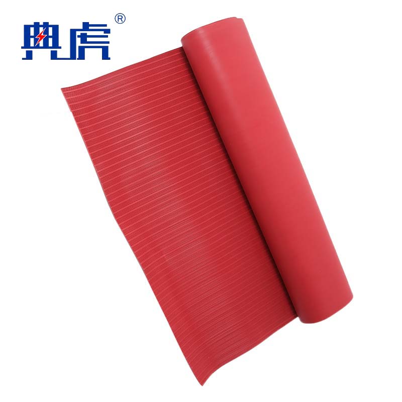 典虎 绝缘胶垫 红色条纹 6kv 5米*1米*3mm 卷高清大图