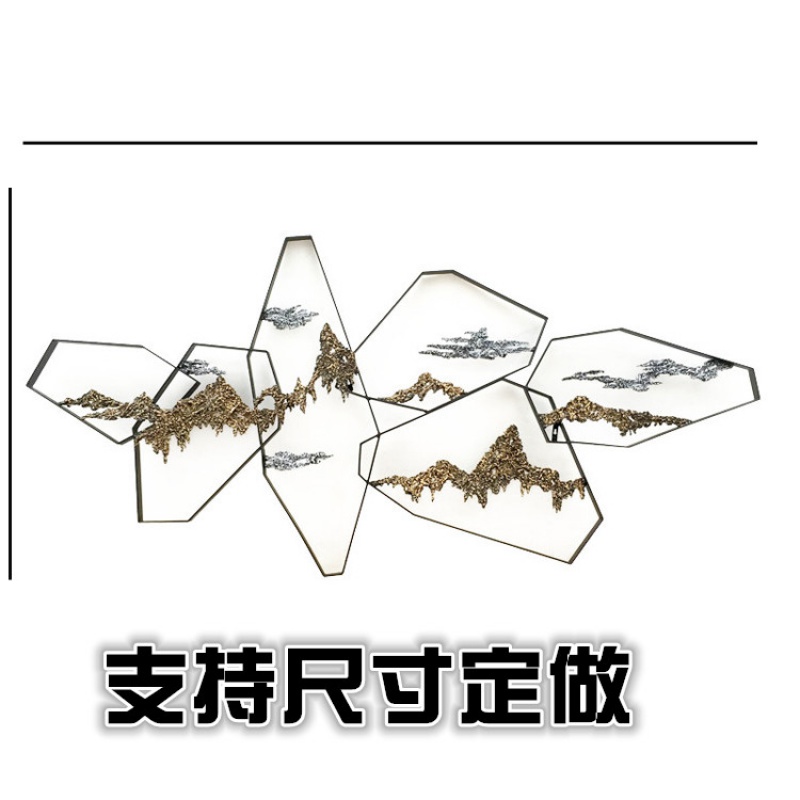 铁艺壁饰玄关假山挂饰客厅沙发背景墙卧室床头壁景样板房软装饰品 三维工匠 150*70cm高清大图