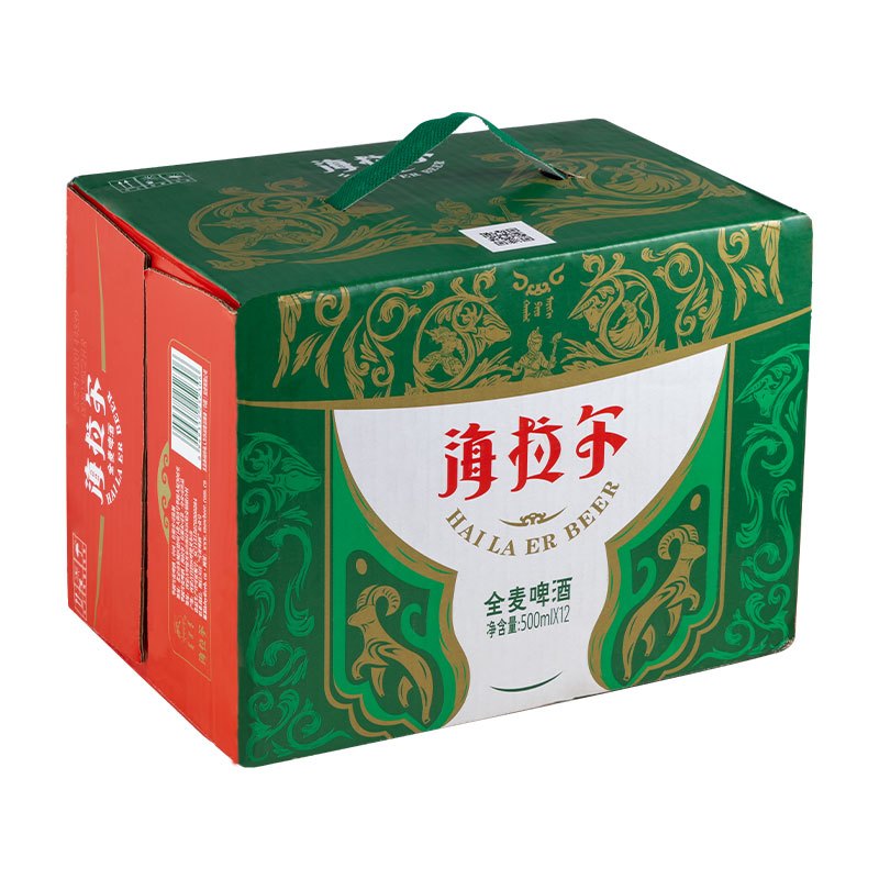 雪花 内蒙古呼伦贝尔 海拉尔啤酒 9度 500mI*12罐 无纺布提手纸箱