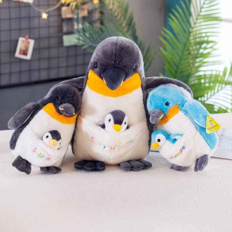 dzq可爱母子企鹅毛绒玩具公仔仿真小企鹅玩偶娃娃儿童生日礼物女