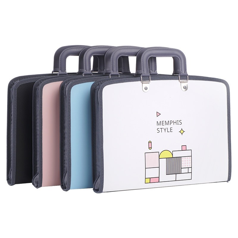 a4手提风琴包可爱学生用手提试卷夹13格拉链文件夹大容量收纳包多层