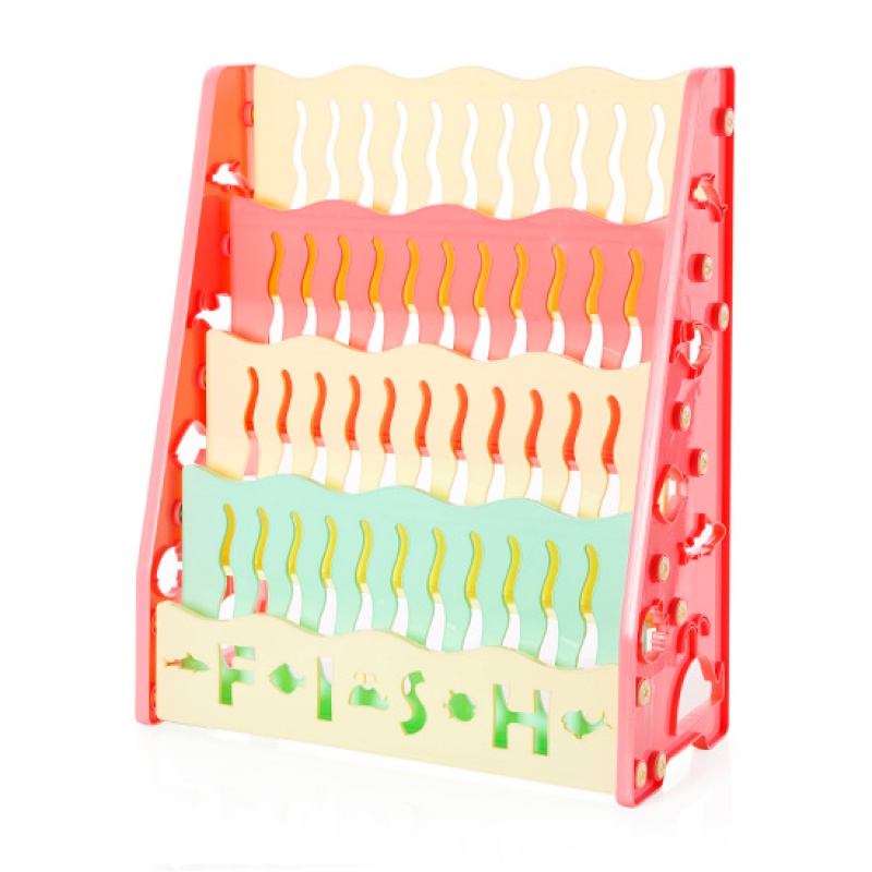 儿童桌上小书柜落地收纳置物架 学生桌面简易多层组合书架 公主粉四层