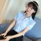 夏季V领职业衬衫女装正装短袖女衬衫工装女韩版白领工作服白衬衣 白色 S