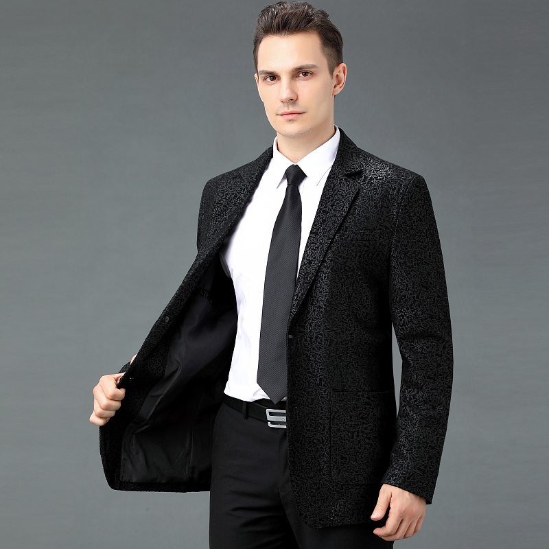 免费试穿 100%头层真皮潮牌皮西服男外套2025秋季男士上衣皮西装韩版男休闲皮衣新款外套潮海宁鳄鱼皮夹克大码男装高清大图