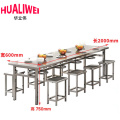 华立伟不锈钢食堂餐桌椅八人位套