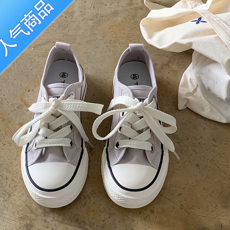 SUNTEK夏款透气奶白色帆布鞋女2023年新款百搭ins潮鞋子学生日系小白鞋高清大图