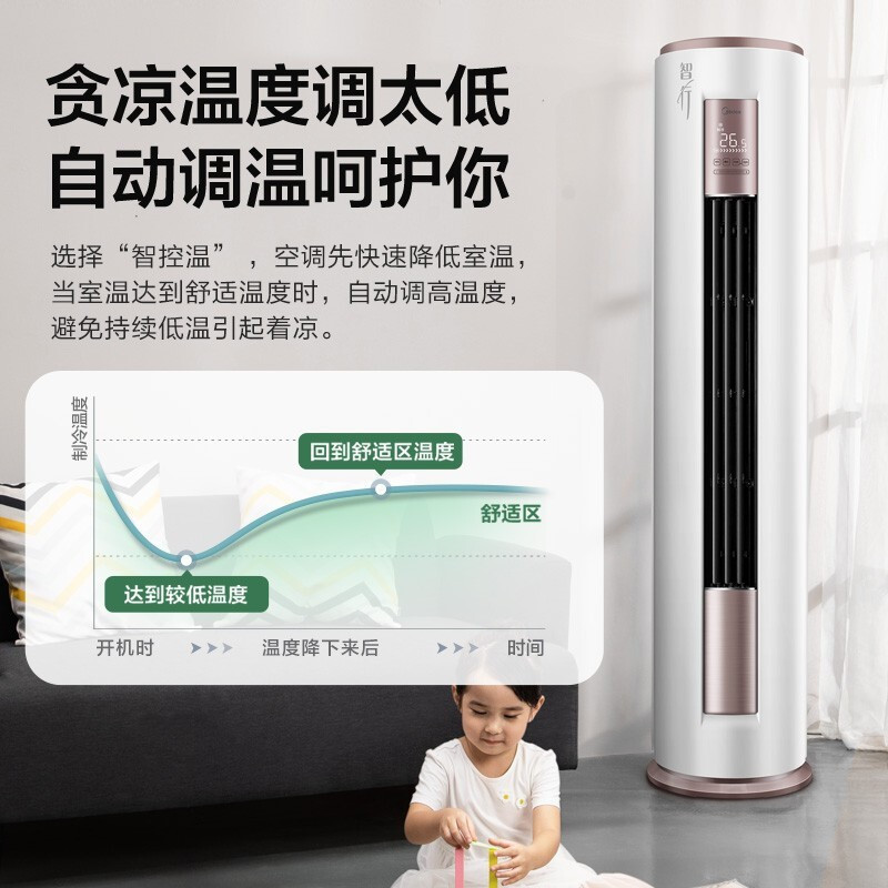 美的(Midea)空调柜机3匹p智行冷暖变频一级能效智能立式圆柱客厅家用KFR-72LW/BDN8Y-YH200(1)A