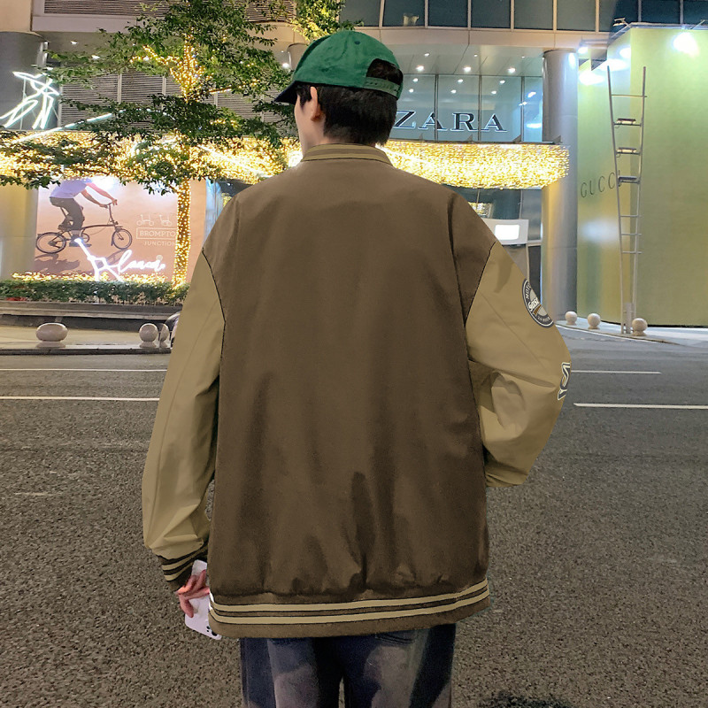 [2.5折价136元]唐狮外套男棒球服夹克外套男棒球领图案撞色男士外套新款秋季
