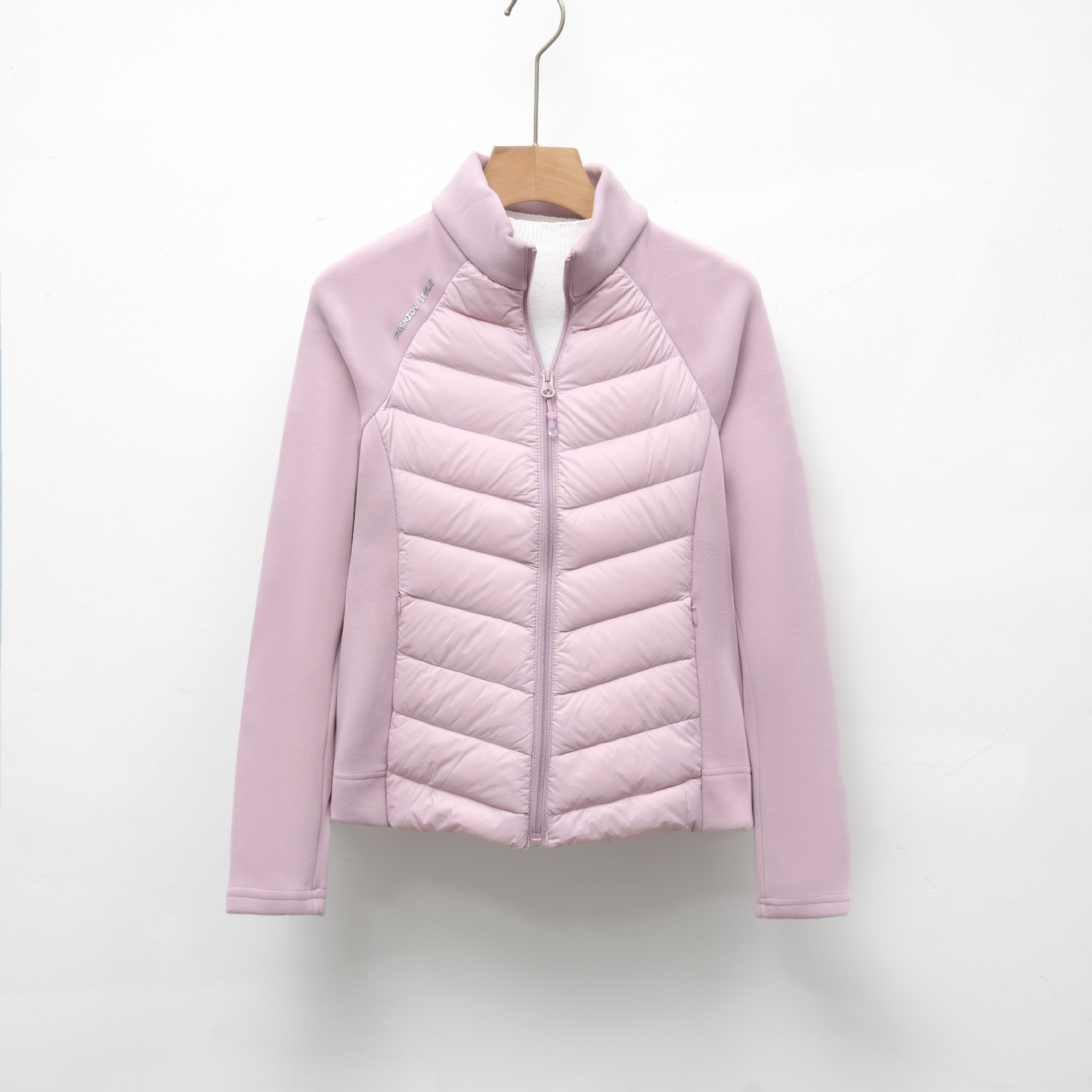羽绒服新国标90绒轻薄立领女瑜伽拼接纯色修身百搭运动风 紫色 XL