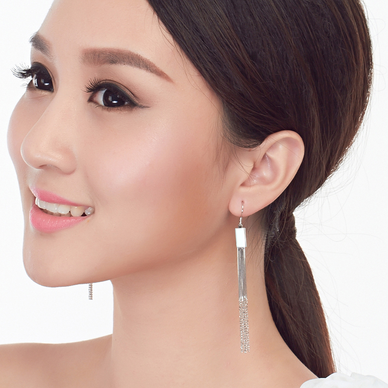 925银耳环女简约时尚长款耳饰耳坠女士首饰品银饰耳环送女朋友七夕
