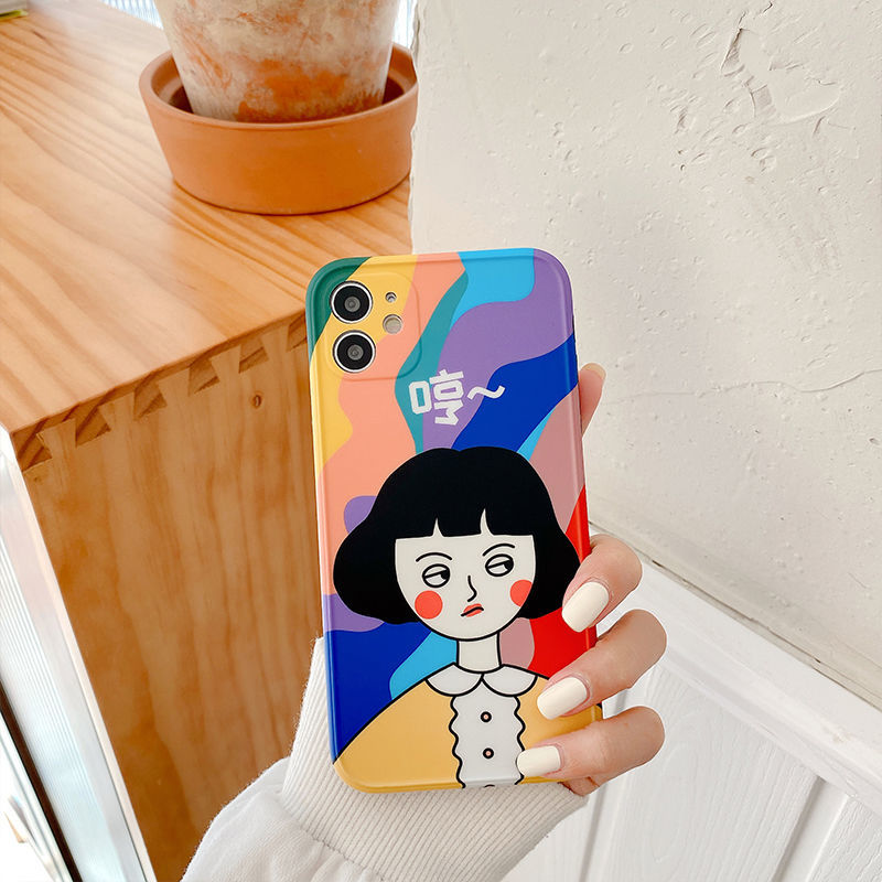 呵呵搞怪情侣12promax手机壳iPhone11/xs/xr全包苹果78plus软mini [直边]哼女孩 iPhon