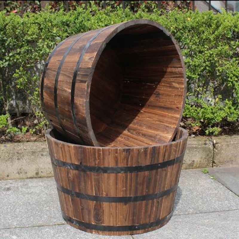 丰甲防腐实木花圃大号120*60*60cm大口径花盆圆形桶