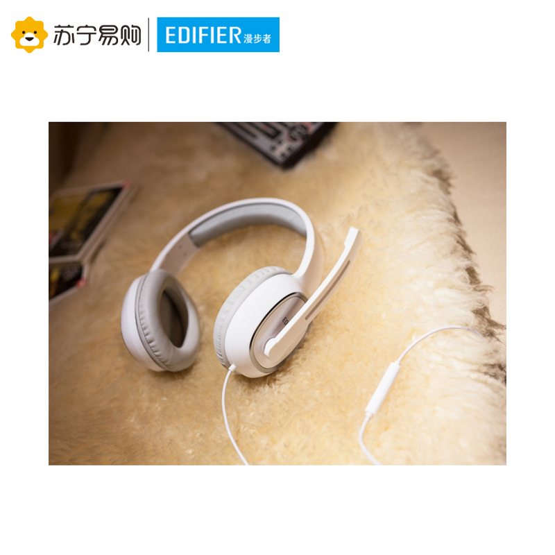 Edifier/漫步者 K815台式电脑笔记本耳机头戴式电竞游戏吃鸡听声辩位耳麦带话筒麦克风有线英语四级听力专用 白色