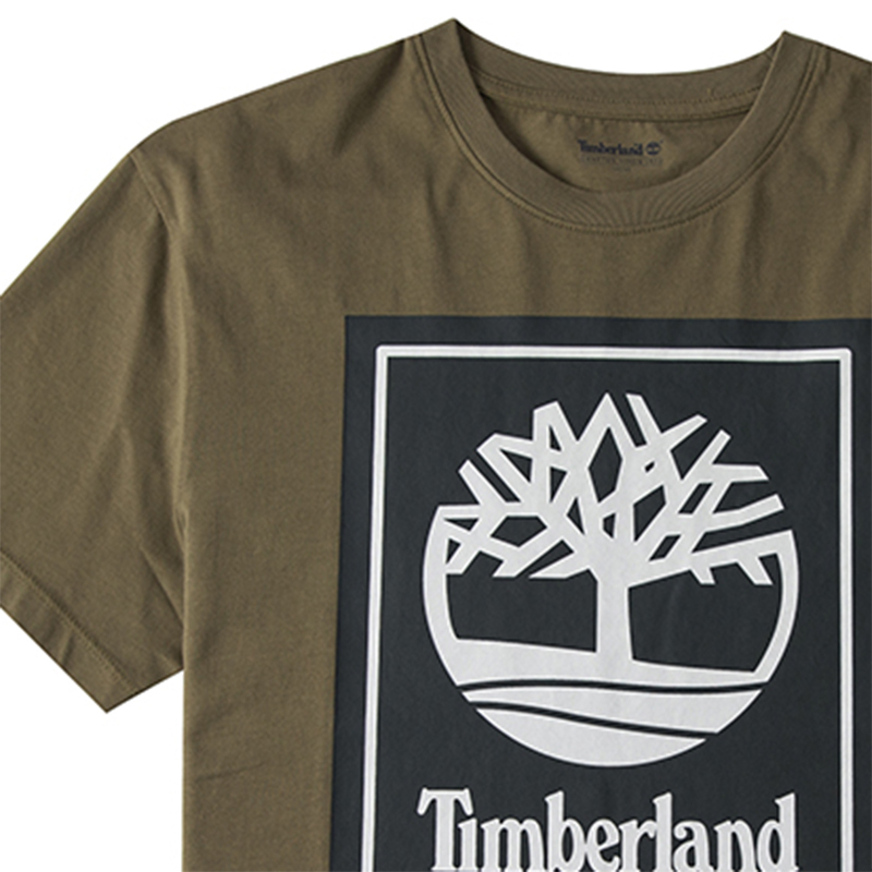 Timberland添柏岚男装新款圆领印花短袖T恤A1OA2灰绿