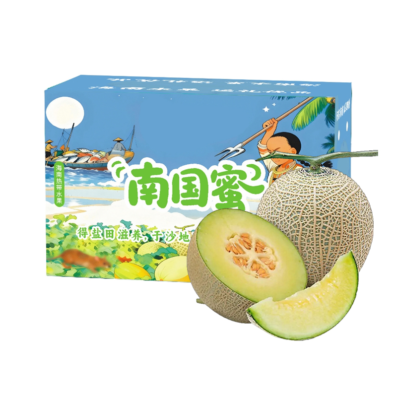礼盒装【熊猫鸟】新鲜网纹蜜瓜 净重7.5斤 3-6个 应季水果 新鲜甜瓜 鲜果