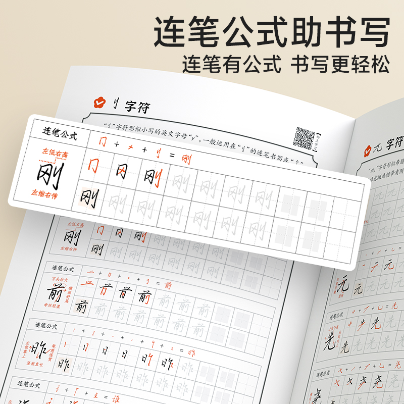行楷突破5册+(10支黑笔+20支黑色笔芯) [正版]行楷突破0基础入门字帖控笔训练小学生男生女生练字每日一练学好名字练高清大图