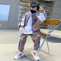 童装男童秋装套装新款洋气运动男孩中大儿童衣服潮流 110建议身高100-110CM 咖啡色套装