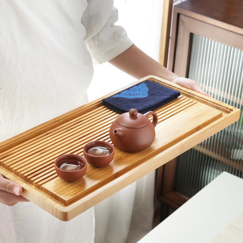家柏饰(CORATED)长方形竹制茶盘客厅办公蓄排两用茶托现代简约茶海功夫茶台图片