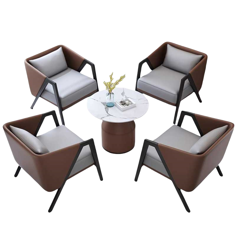 铭思达洽谈桌棕色一桌四椅套高清大图