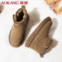 奥康(Aokang)雪地靴男款冬季加绒加厚保暖防滑棉鞋男高帮套筒户外休闲短靴