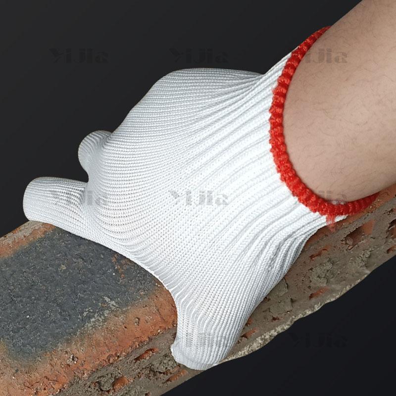 翌嘉YJ40620015白色尼龙手套防滑耐磨劳保手套 10针高清大图