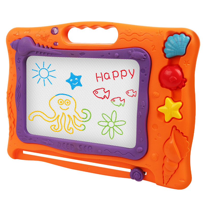 勾勾手 儿童益智玩具 彩色磁性画板 卡通印章绘画 1-3-6岁早教涂鸦写字板 橙色高清大图