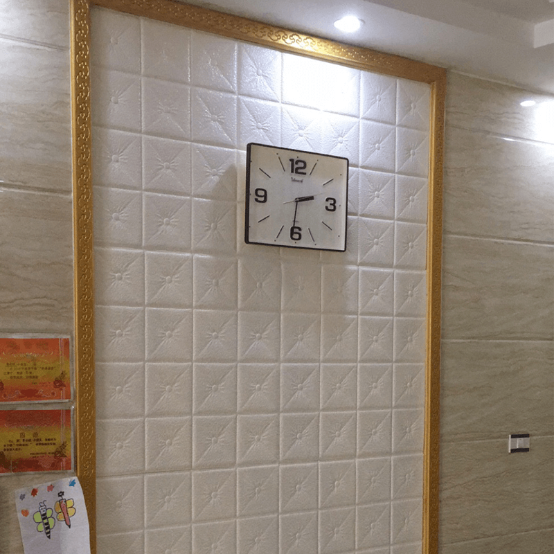 环保PE发泡材质自粘软包防水立体墙贴客厅墙防潮防撞贴纸 姜黄色 69*69cm