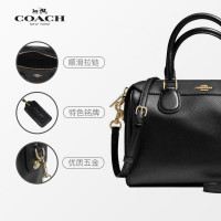 COACH 蔻弛 新款女士牛皮荔枝纹单肩斜挎手提小号波士顿包 F36624 黑色