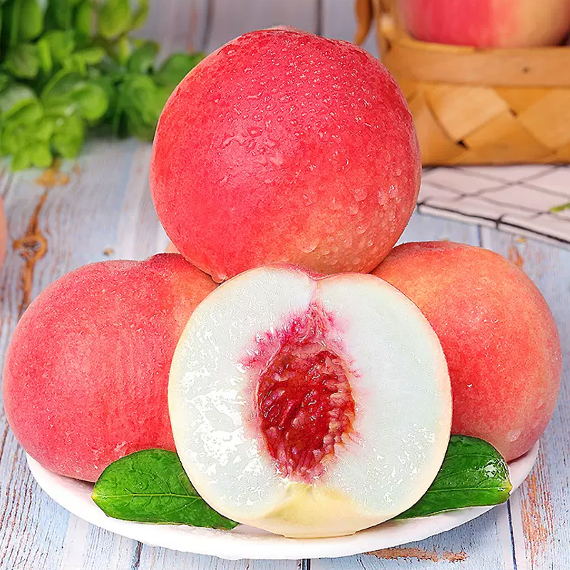 [熊猫鸟]新鲜红宝石水蜜桃 大果 净重2斤 单果100-120g 新鲜桃子当季现摘整箱毛桃子油脆甜桃大果高清大图