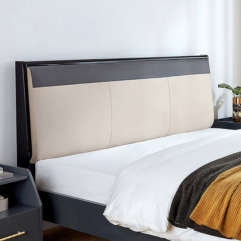 林氏木业现代实木床脚简约家用卧室15m米18m双人床组合软包ja2a