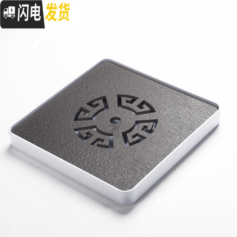 三维工匠密胺石材茶盘茶台家用陶瓷储水干泡台简约功夫茶具迷你长方形托盘 黑色长方形-茶壶(中号)高清大图