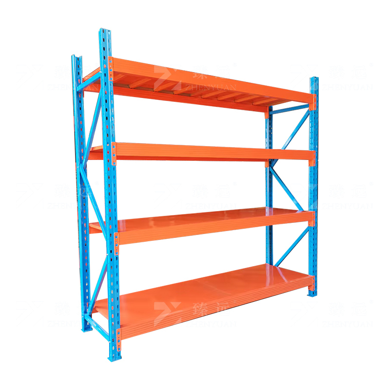 臻远 ZY4121549 重型货架置物架四层主架 蓝+橘红 2000*600*2000mm 300kg
