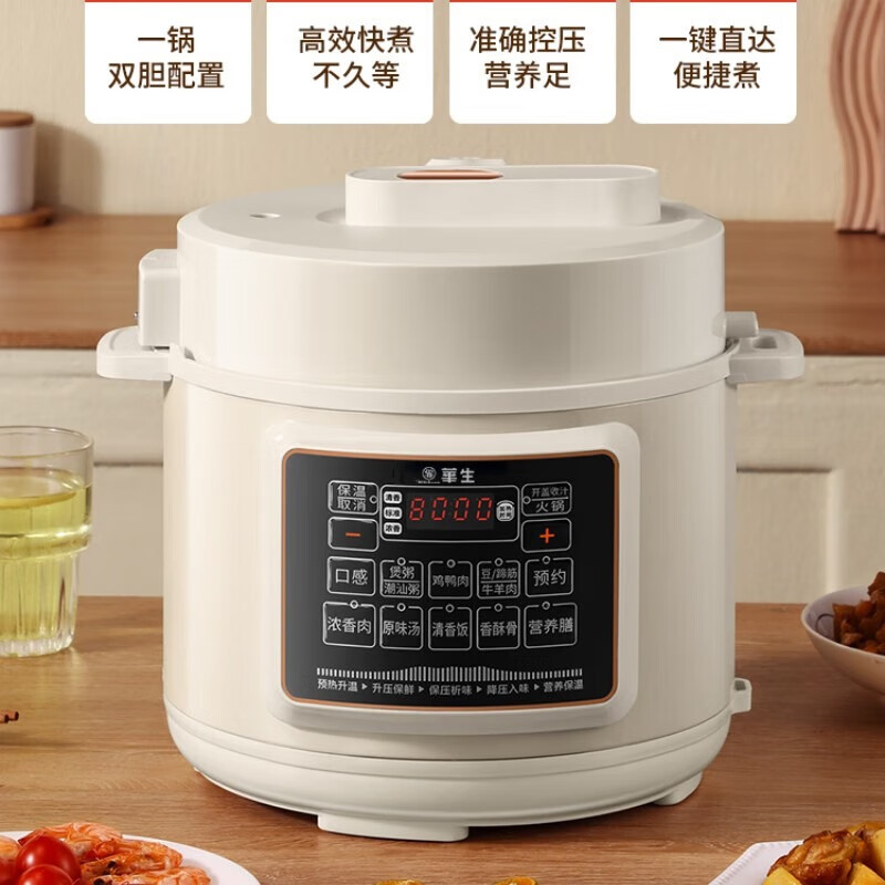华生电压力锅(双胆)5L QT-X250H
