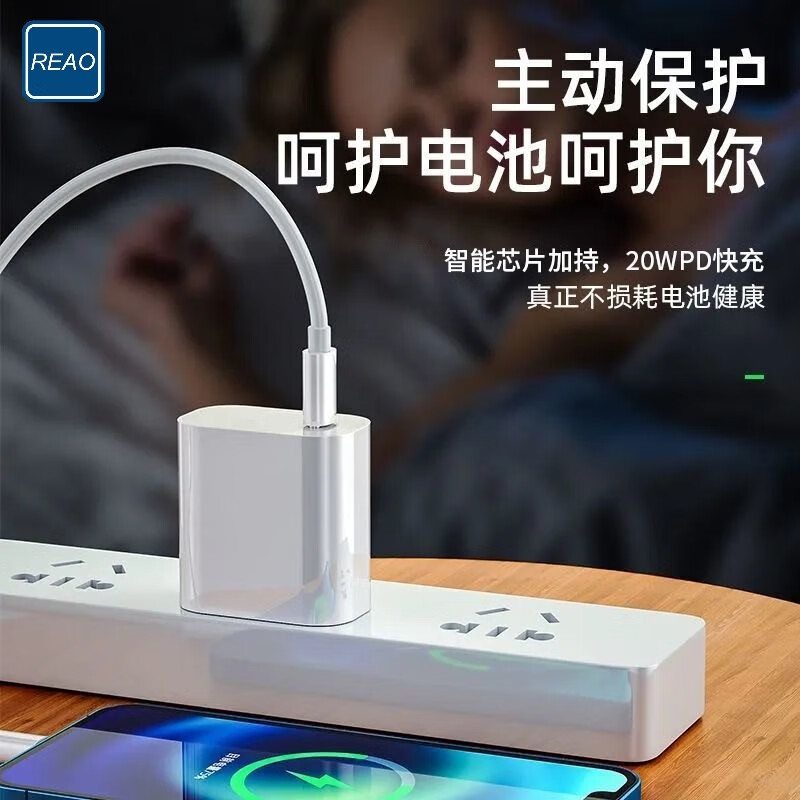 泺澳(REAO)双TYPE-C口快充数据线X15 白色高清大图