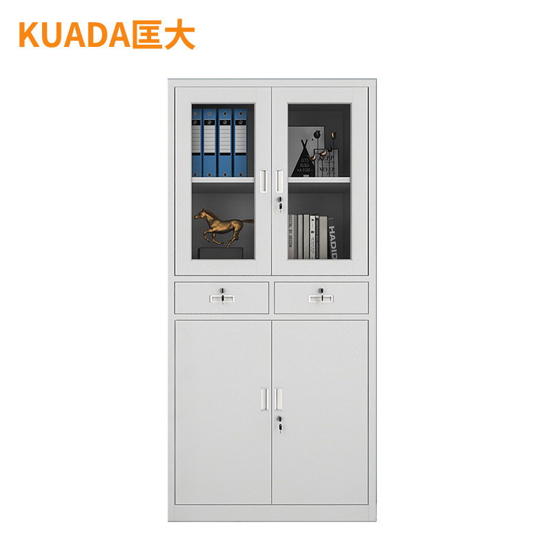匡大 文件柜铁皮档案柜办公柜中二斗钢柜KDGG-BK01高清大图