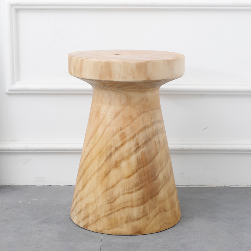 森美人北欧实木墩子原木凳子圆形树桩沙发凳创意床头边几角几花架根凳 B款直径32高45原木色