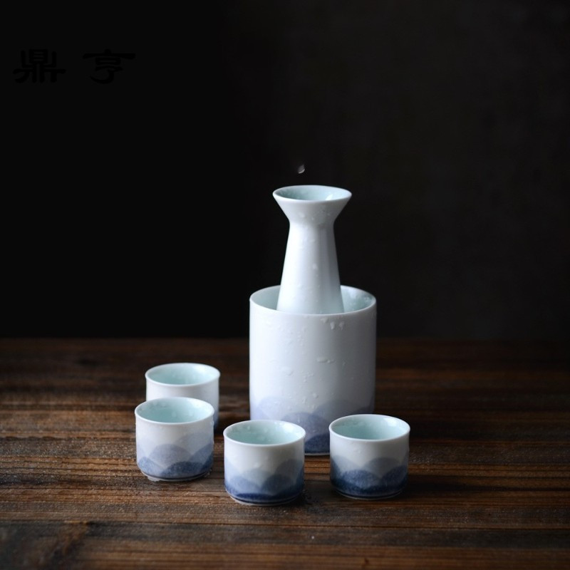 鼎亨套装家用清酒小酒壶温酒器黄酒白酒杯黑陶酒盅