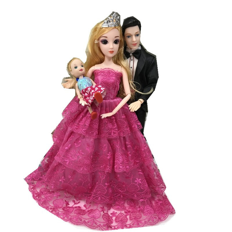 儿童玩具男巴比王子12关节衣服换装娃娃公主衣服套装婚纱 紫3层A03+圆灰王子 12关节情侣双人盒装【送朋友】